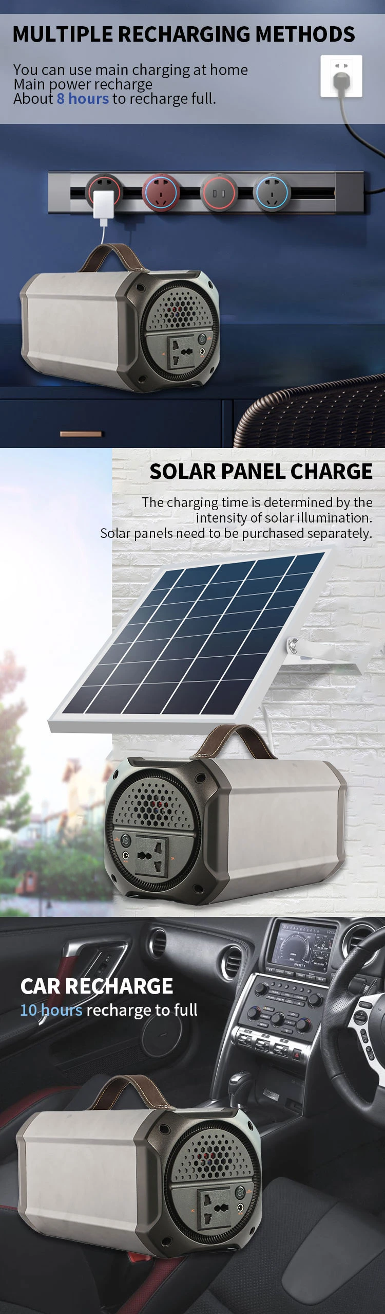 Wholesale High Quality Multi-Functional Solar Panel & AC Quick Charging 3.0 Emergency Power Supply 110 V 220 V Portable Solar Power Station