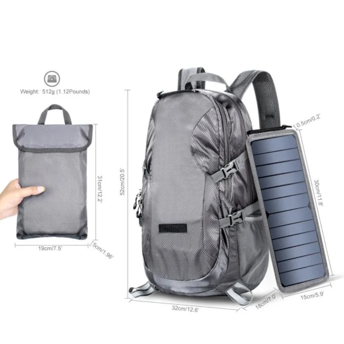 Outdoor Sports Solar Folding Bag Travel Mountaineering Hiking Bag Men and Women Charging Backpack