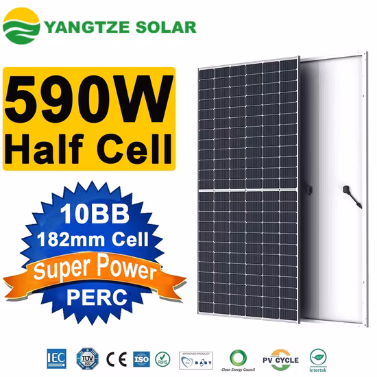 최고의 가격으로 태양 에너지 시스템을 위한 양쯔강 182mm 하프 셀 580W 590W 600W PV 셀 단결정 태양 전지 패널